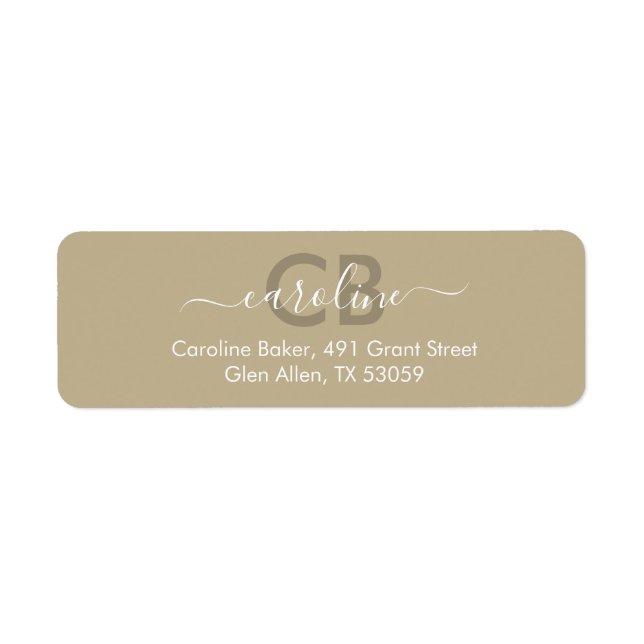 Zeitlos - Taupe Beige Address Label (Vorne)
