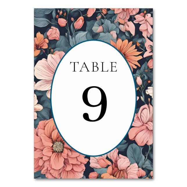 Zeitlos: Vintag verblasste Rose Hochzeit Tischnummer (Vorderseite)