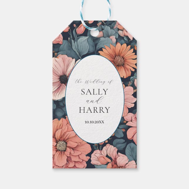 Zeitlos: Vintag verblasste Rose Hochzeitsdruck Geschenkanhänger (Vorderseite)