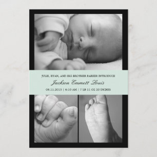 Zeitlose Band Geburtsankündigung - Blau Ankündigung