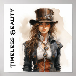 Zeitlose Beauty Steampunk Young Woman Poster