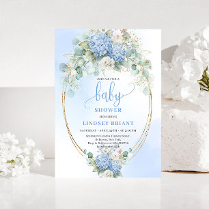 Zeitlose blaue Hortensien-Baby-Shower-Einladung Einladung