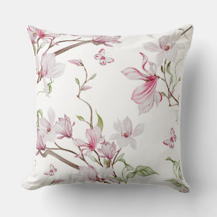 Zeitlose blühende rosa Blumen Schönes Design Kissen