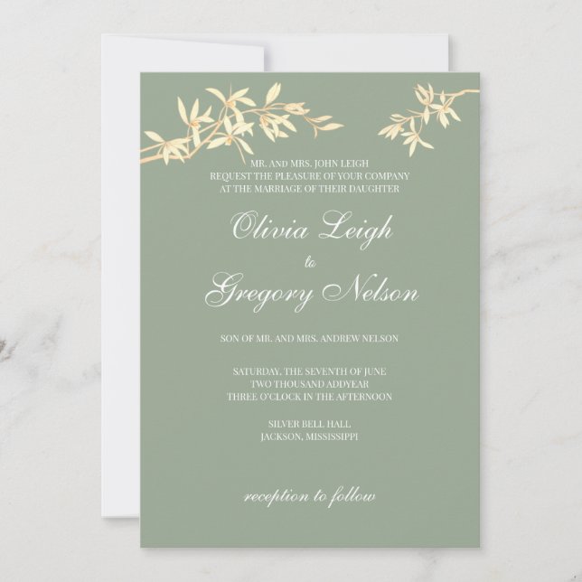 Zeitlose Blume Einladung zur Hochzeit (Vorderseite)