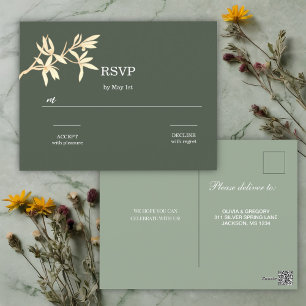 Zeitlose Blume QR Code Hochzeitsszenierung RSVP Postkarte