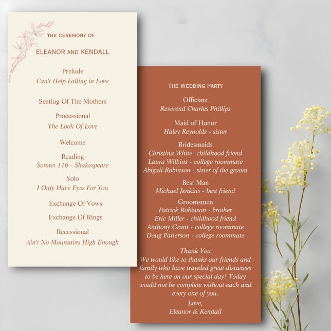 Zeitlose Blumen Hochzeitsprogramm (Von Creator hochgeladen)