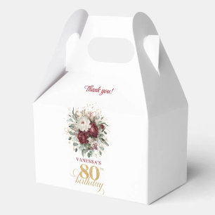 Zeitlose Blush-Burgunder-Geschenkboxen zum 80. Geb Geschenkschachtel