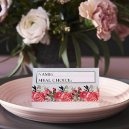 Zeitlose Blütenrot-grüne Hochzeit Platzkarte