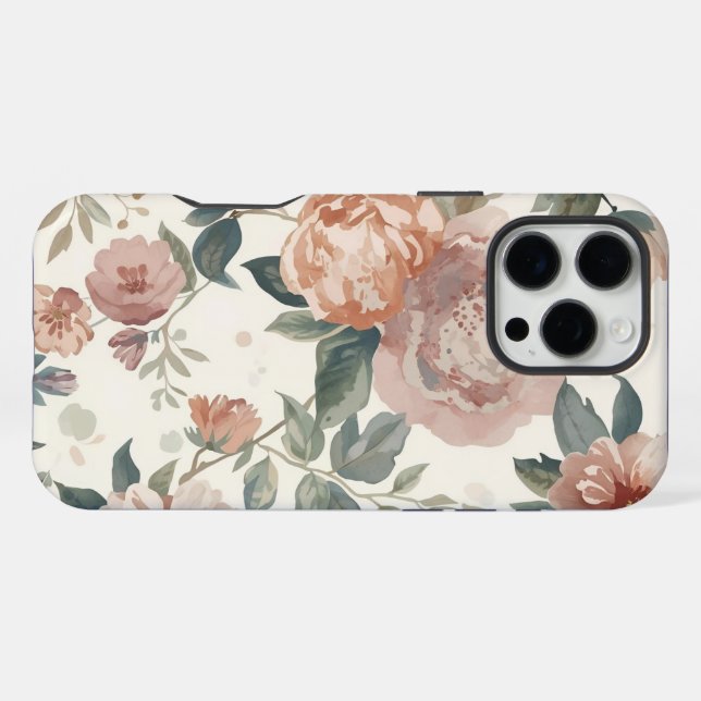 Zeitlose botanische Blume - Blumenmotiv für Wasser iPhone Hülle (Rückseite (Horizontal))