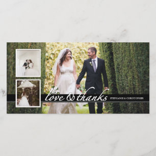 Zeitlose Chic Hochzeit danke Ihnen drei Foto-Karte