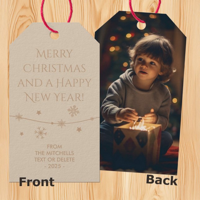 Zeitlose Cream Tan - Weihnachts-Foto-Geschenktaste Geschenkanhänger (Von Creator hochgeladen)