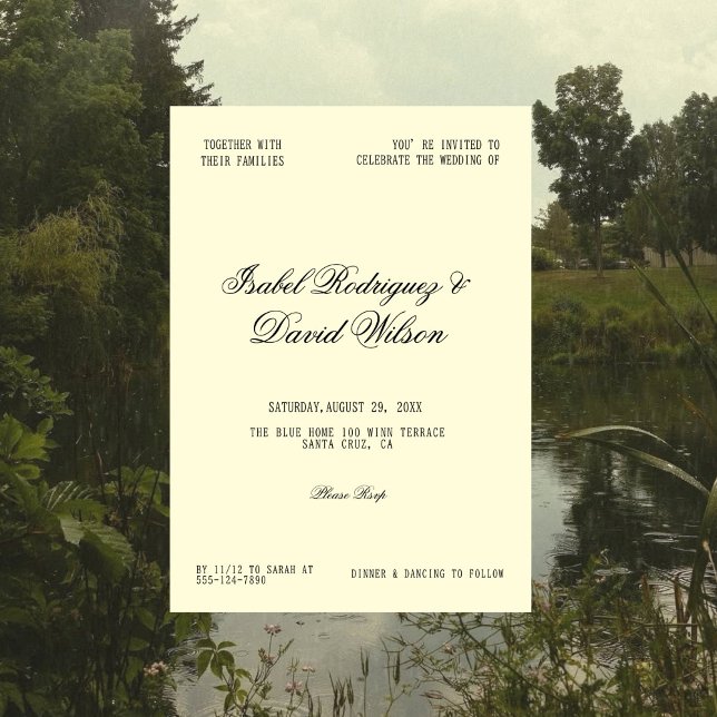Zeitlose Creme-Script-Hochzeit Einladung (Von Creator hochgeladen)