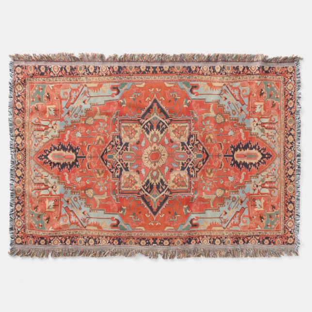 Zeitlose Echos: Heritage Boho Oriental Marokkanisc Decke (Vorderseite)