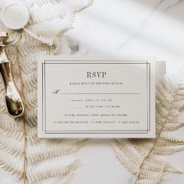 Zeitlose Ecru RSVP Karte mit Speisen