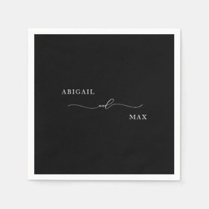 Zeitlose Elegance Black Custom Wedding Cocktail Serviette