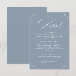 Zeitlose Elegance Dusty Blue Wedding Details Card Begleitkarte