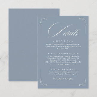 Zeitlose Elegance Dusty Blue Wedding Details Card Begleitkarte
