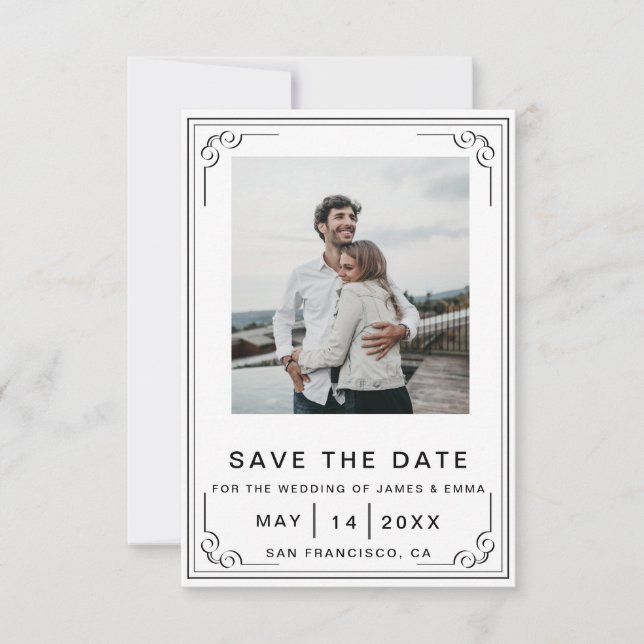 Zeitlose Elegance passt Ihre moderne Hochzeit an Einladung (Vorderseite)