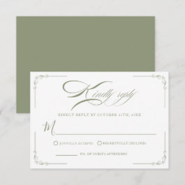Zeitlose Elegance Sage Green Wedding RSVP Karte