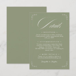 Zeitlose Elegance Sage Grüne Hochzeit Details Kart Begleitkarte