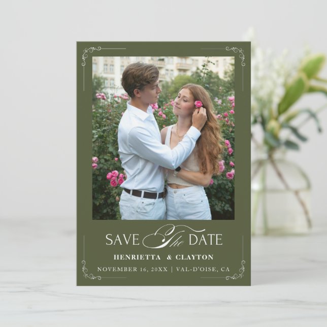 Zeitlose Elegance Save The Date (Stehend Vorderseite)