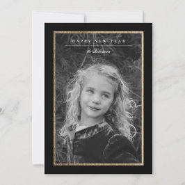 Zeitlose Elegance Schwarz & Gold New Year Foto Car Feiertagskarte