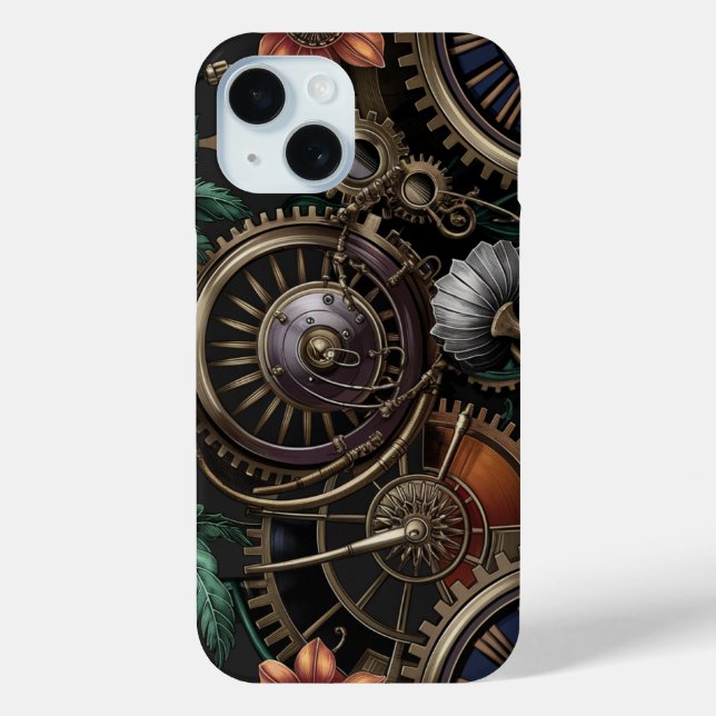 Zeitlose Elegance Steampunk Floral Mechanics Case-Mate iPhone Hülle (Rückseite)
