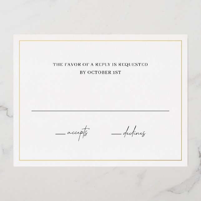 Zeitlose Elegant Wedding Foil RSVP Card Folie Einladungspostkarte (Vorderseite)