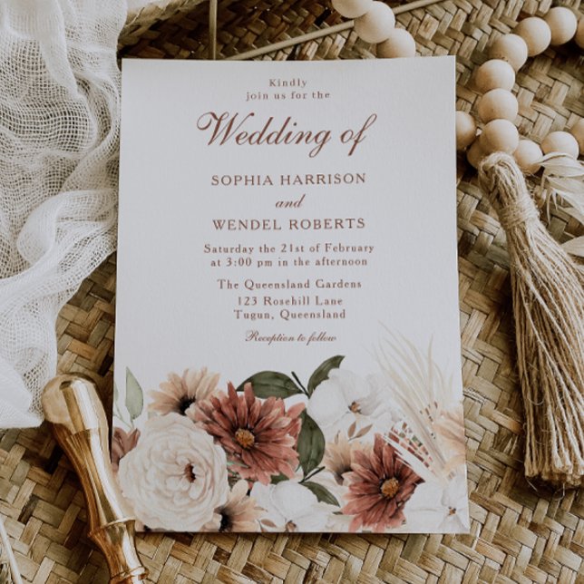 Zeitlose elegante Boho-Hochzeit Einladung (Von Creator hochgeladen)