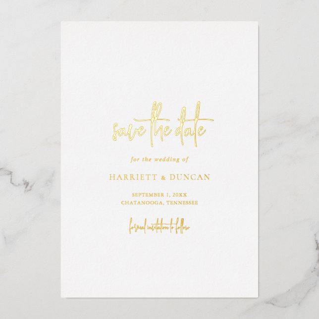Zeitlose Elegante Hochzeit Save the Date Folieneinladung (Vorderseite)