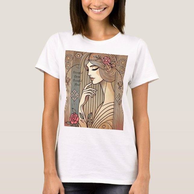 Zeitlose Elegante Vintage Frauenwerbung T-Shirt (Vorderseite)
