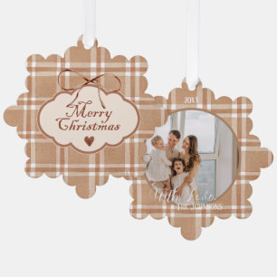 Zeitlose Eleganz Beige und Braun Anpassbar Ornament Karte