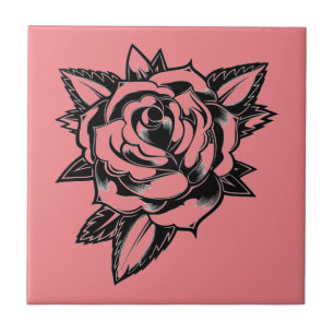 Zeitlose Eleganz für Ihre Space Retro Rose Tattoo Fliese