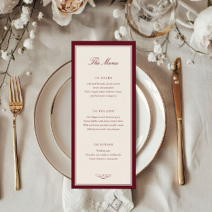 Zeitlose Eleganz Hochzeit Menükarte