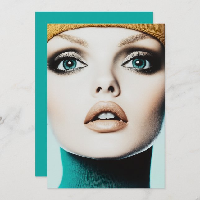 Zeitlose Eleganz: Ikonisches Porträt der 60er Jahr Einladung (Vorne/Hinten)