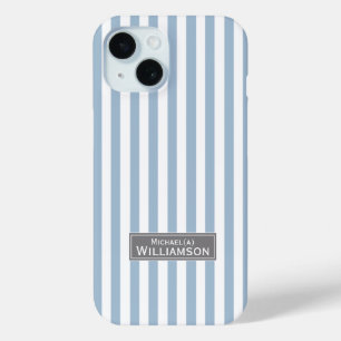 Zeitlose Eleganz in Pulverfarbe Blau und weiße Str Case-Mate iPhone Hülle