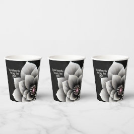 Zeitlose Eleganz: Schwarz & Silber Blossom Hochzei Pappbecher