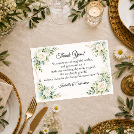 Zeitlose Elfenbein-Rosen-Eleganz-Hochzeit Dankeskarte