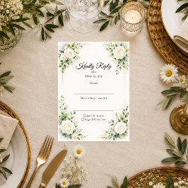 Zeitlose Elfenbein-Rosen-Eleganz-Hochzeit RSVP Karte