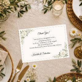 Zeitlose Elfenbein-Rosen-Minimalismus-Hochzeit Dankeskarte
