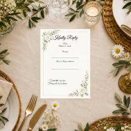 Zeitlose Elfenbein-Rosen-Minimalismus-Hochzeit RSVP Karte