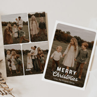 Zeitlose Familienfoto-Weihnachtskarte Feiertagskarte