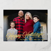 Zeitlose Glow Foil Happy Holidays Fotokarte