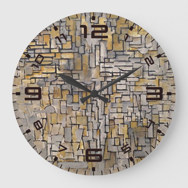 Zeitlose Harmonie: Piet Mondrian Wall Clock Große Wanduhr (Vorderseite)