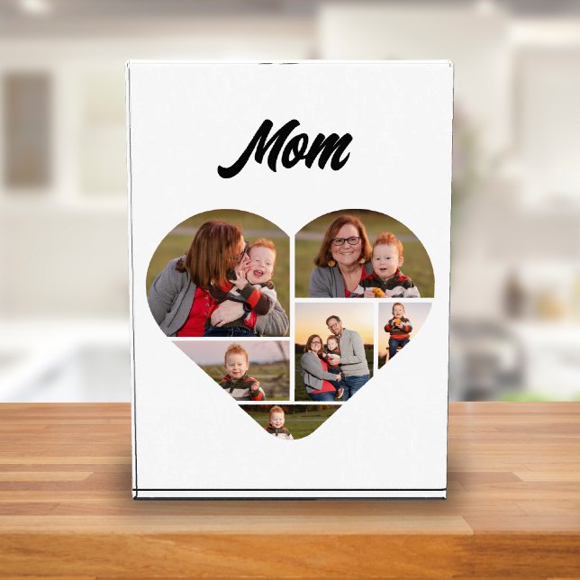 Zeitlose Herzform Mama Fotoblock (Mother’s day photo collage photo block gift)