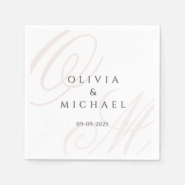 Zeitlose Hochzeit mit Napkins-Individuellen Namen  Serviette (Vorderseite)