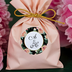 Zeitlose Hochzeitsmonographie Runder Aufkleber