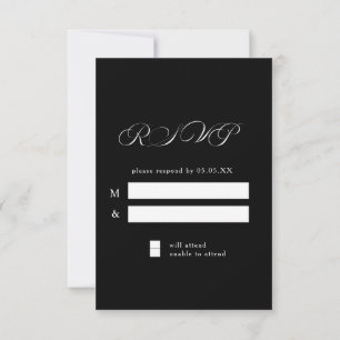 Zeitlose Kalligrafie Classic Black Wedding RSVP Karte