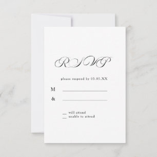 Zeitlose Kalligrafie Klassische Weiße Hochzeit RSV RSVP Karte