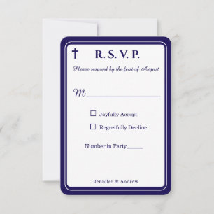Zeitlose katholische monogrammierte Antwortkarte RSVP Karte